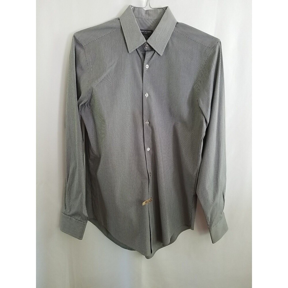 Van Heusen Shirt Men's Long Sleeve Trim Fit Business Casual Work Size Medium
